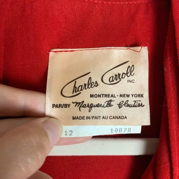 Vintage Red Secretary  Dress Belted Church Business SIZE 12| Charles Caroll - Picture 6 of 12